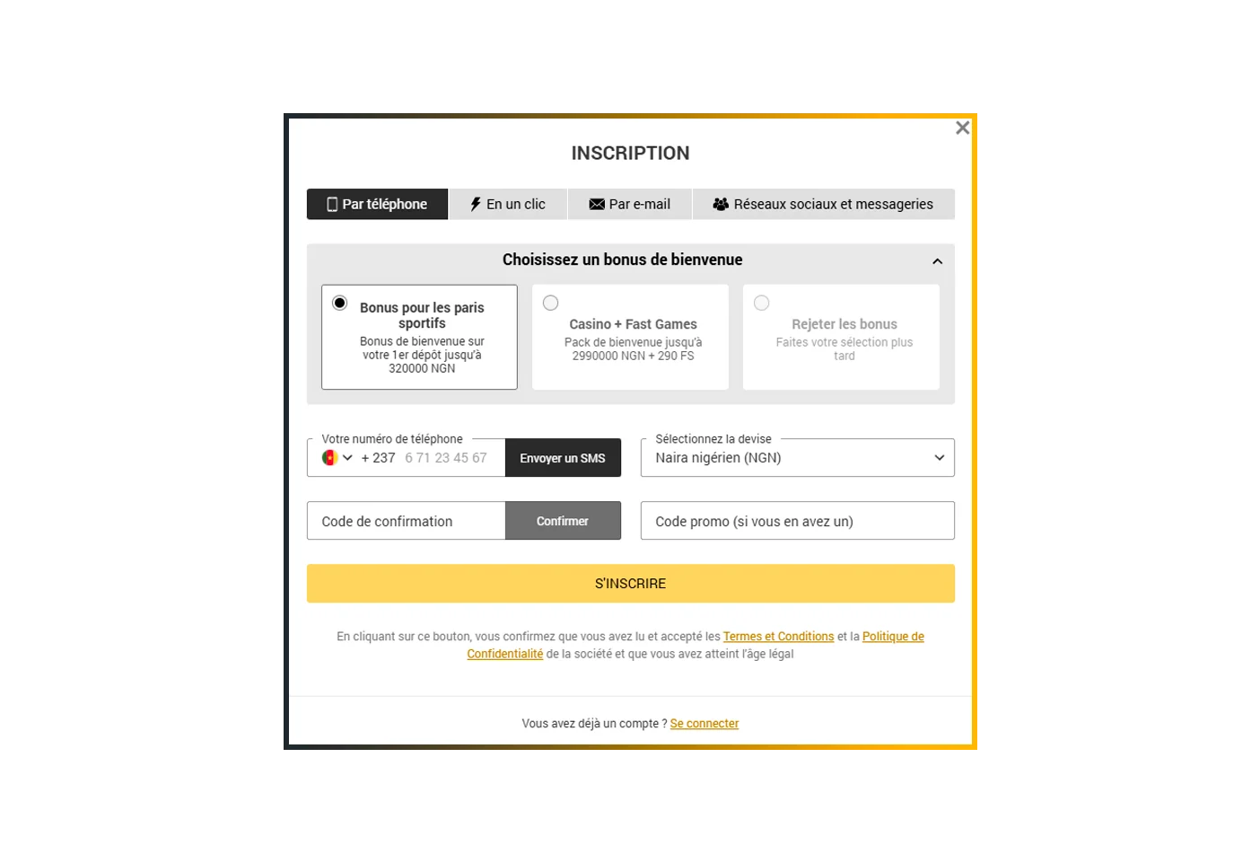 Saisir les données personnelles requises